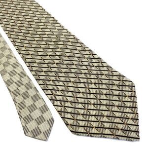Nautica Tan‎ Woven Short Wide Striped Geometric Silk Tie